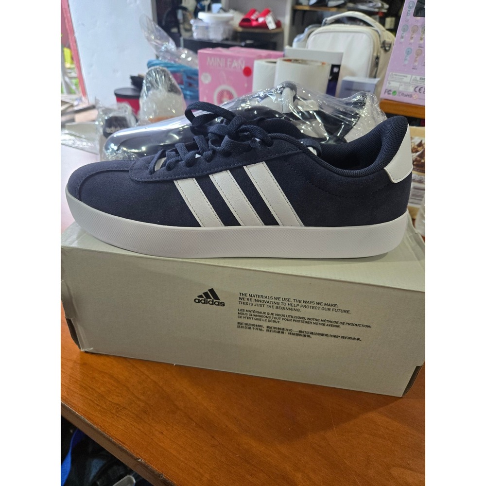 Adidas VL Court 3.0 Navy Blue White Suede Skateboarding Shoes ID6275 Mens 9